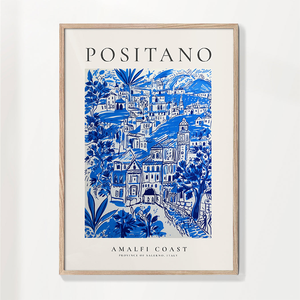 AmalfiVista Premium Wandbild Positano, Amalfiküste | Hochwertiger Leinwanddruck | Mediterrane Wanddekoration