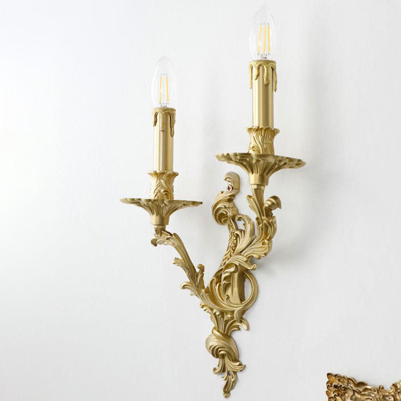 ÉclatLuxe Französische Wandleuchte | Messing Candelabra | 2/3 Flammen | Klassisches Design für Schlafzimmer