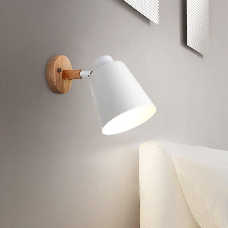Woodoria Minimalistische Wandlampe | Eisen & Holz | Farbige Wandleuchte | Nordic Design
