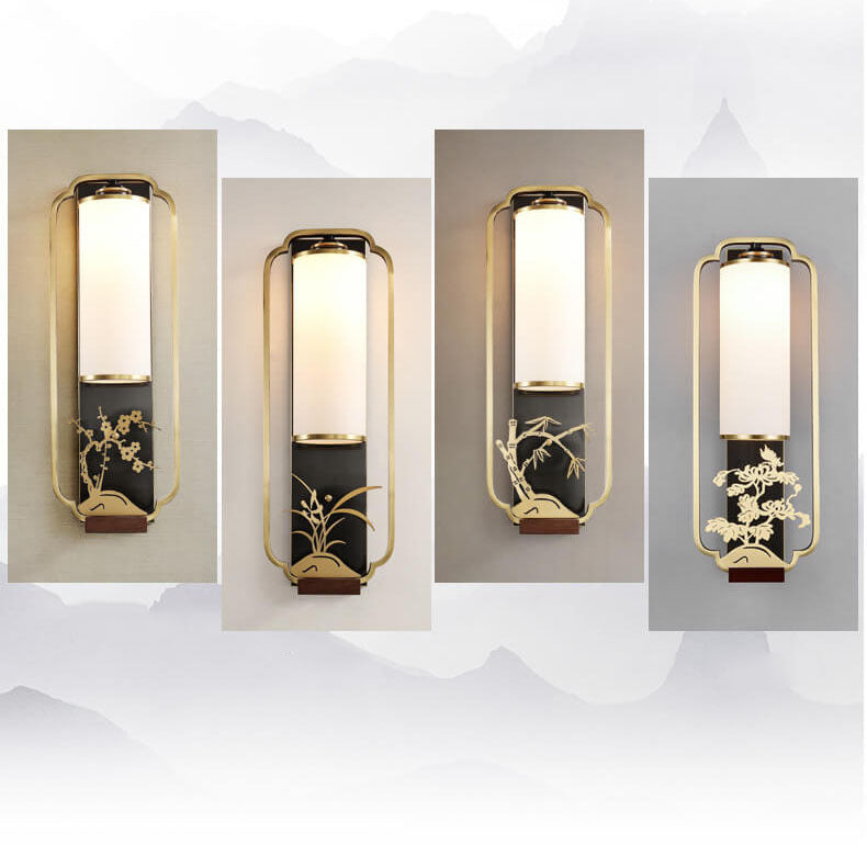 Luminaria Moderne Wandlampe | Kupfer & Glas | Chinesisches Design | Säulenring-Licht