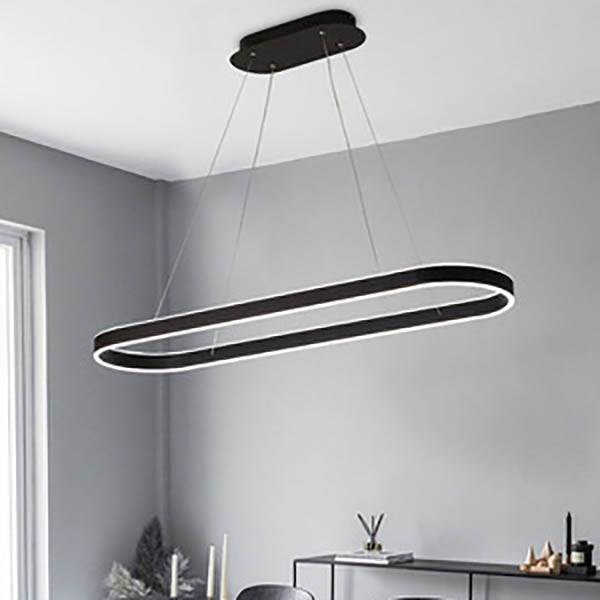 LumaOval Minimalistische LED Pendelleuchte | Ovales Aluminium-Design | Dimmbares Licht | Luxus Kronleuchter