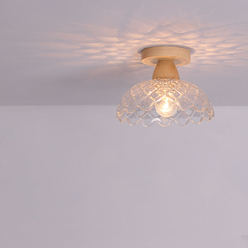 Logra Japanese Minimalist 1-Licht Semi-Flush Mount Deckenleuchte | Holz & Glas | Stimmungslicht | Deko für Zuhause
