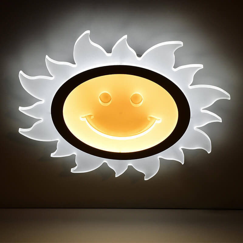 SunnyGlow Smiley LED Deckenleuchte | Cartoon Design | Warm- & Weißlicht | Dimmbar | Kinderzimmer
