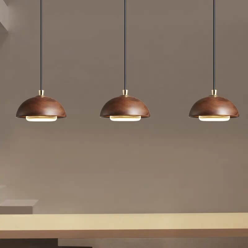 LumoDome Nordic Design Holz-Glas Pendelleuchte | Minimalistisch | LED Beleuchtung | Dekorative Hängeleuchte