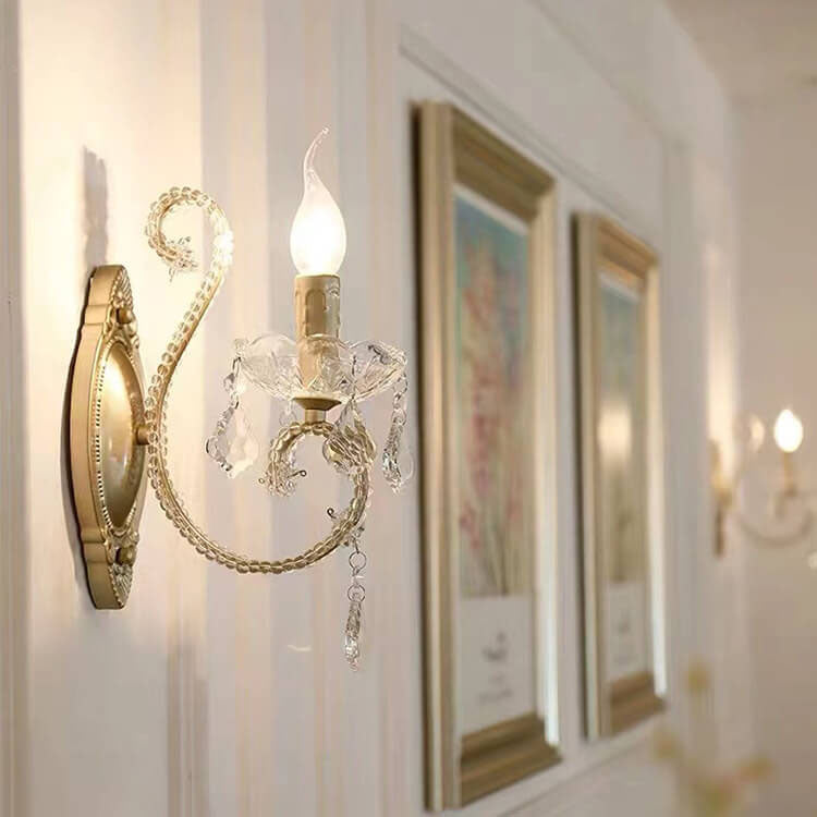 Glorianda Vintage Kristall-Wandlampe | Kerzenhalter-Design | 1-2-flammig | Europäischer Stil