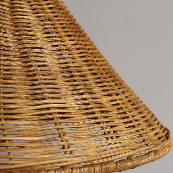 RattaLuxe Pendelleuchte | Vintage Wabi-Sabi Design | Rattan-Kegelschirm | 1-Licht