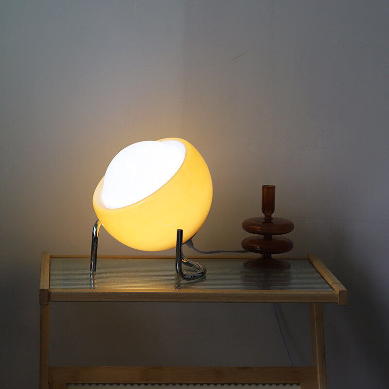 AuroraGlobe Tischlampe | Nordic Vintage Design | Orange Glas & Metall | 1-flammig