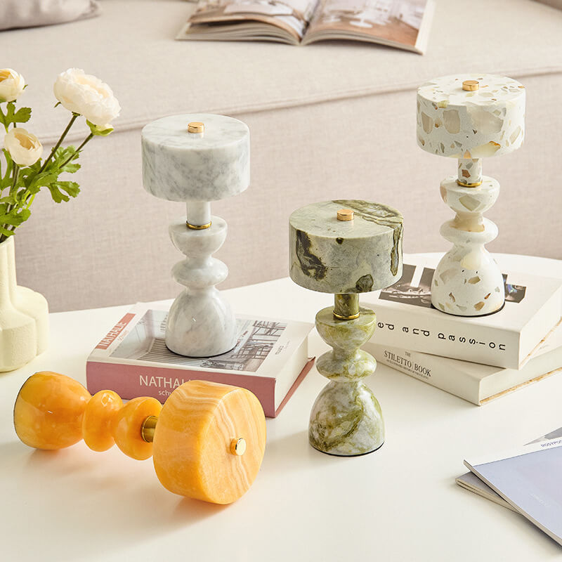 LumiIron Minimalistische LED Tischlampe mit Marmorfuß | USB-Anschluss | Dekorative Beleuchtung | Weiß, Orange, Grün, Translucent Weiß