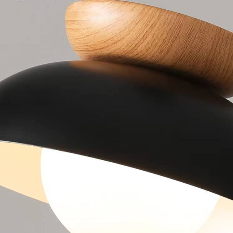 BowlCraft Deckenleuchte | Wandleuchten-Design aus Eisen & Holz | 1-flammig | Moderne Eleganz