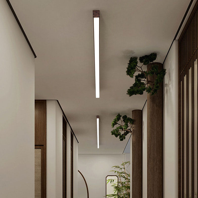 LumiGrain Minimalist LED Deckenleuchte mit Holzoptik | Aluminiumstreifen | Warmes, neutrales & weißes Licht | Moderner Stil