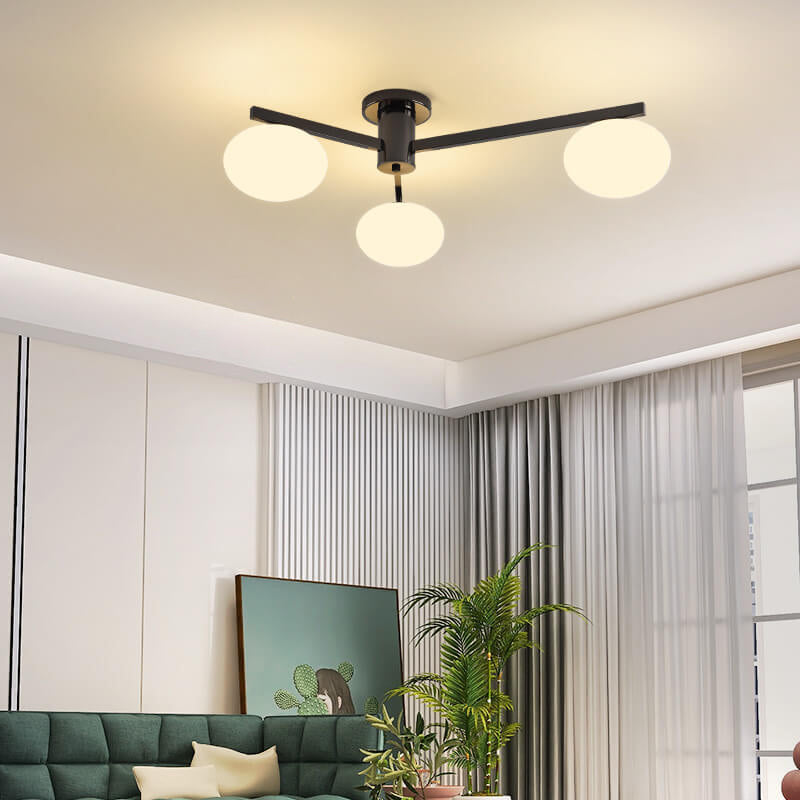 Elyrion AuraGlow Deckenleuchte | Nordisches Design | Glas & Metall | 3/4/5 Leuchten | Semi-Flush