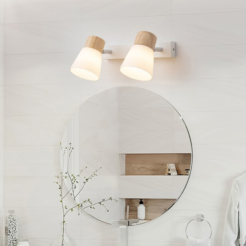 LightHorn Minimalistisches Holz Eisen Glas Wandleuchte | 1/2 Lichter | Modernes Design