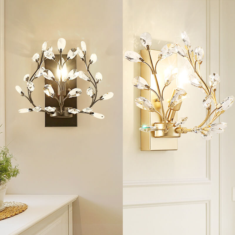 Luminis Wandleuchte | Luxus-Kristall-Design | Blattmotiv | 1-flammig & Modern