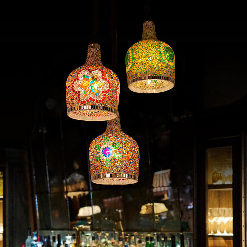 LumaFrost Pendelleuchte | Modernes Kreatives Design | Flaschenform aus Buntglas | LED Hängelampe