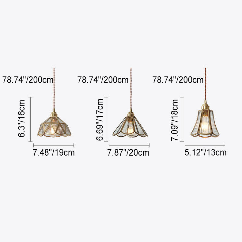 Geometra Vintage Pendelleuchte | Japanisches Design | Kupfer & Glas | Elegante Hängeleuchte