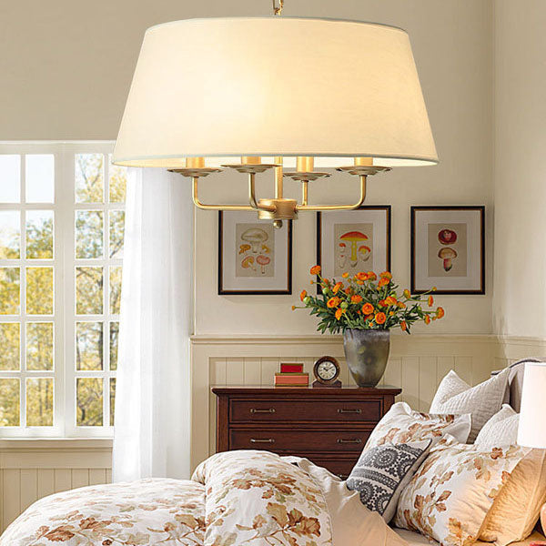 AetherGlow Vintage Design Pendelleuchte | 4-Licht | Klassisches Eisen & Stoff | Für Esszimmer & Wohnzimmer