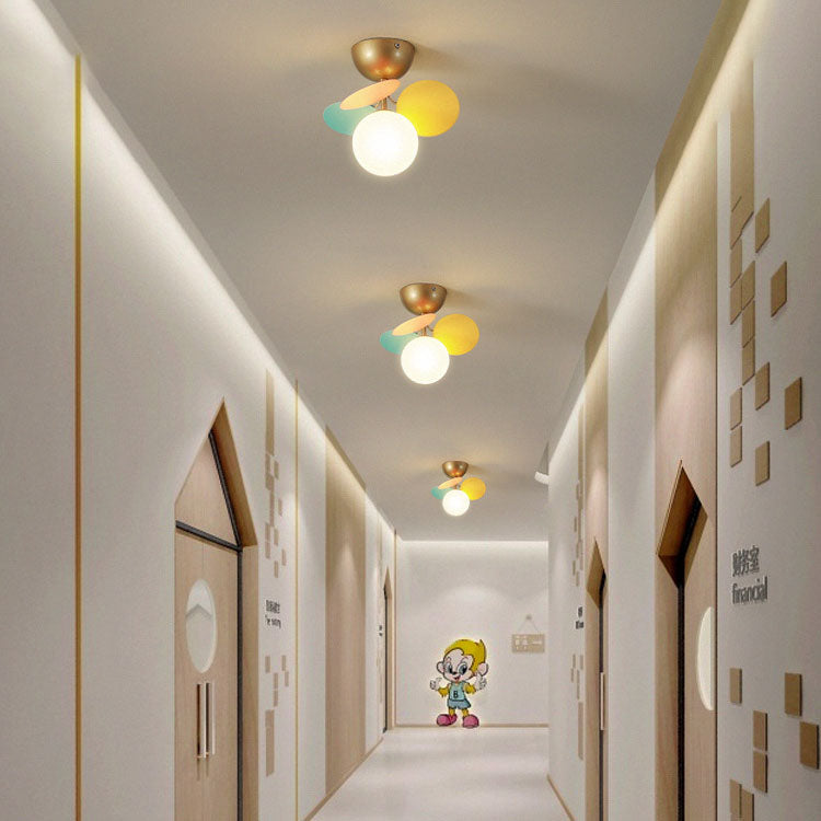 BloomLume Mid-Century Deckenleuchte | Blumen-Deko & Glas-Kugel | 1-4 Flammen | Modern & Stilvoll | Für Wohnzimmer