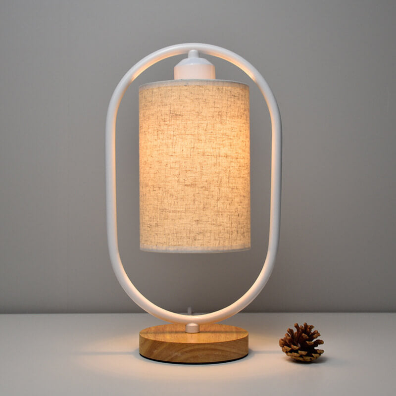 LinoLux Nordic Tischlampe | Dimmbar | Leinenschirm | LED Beleuchtung für Zuhause