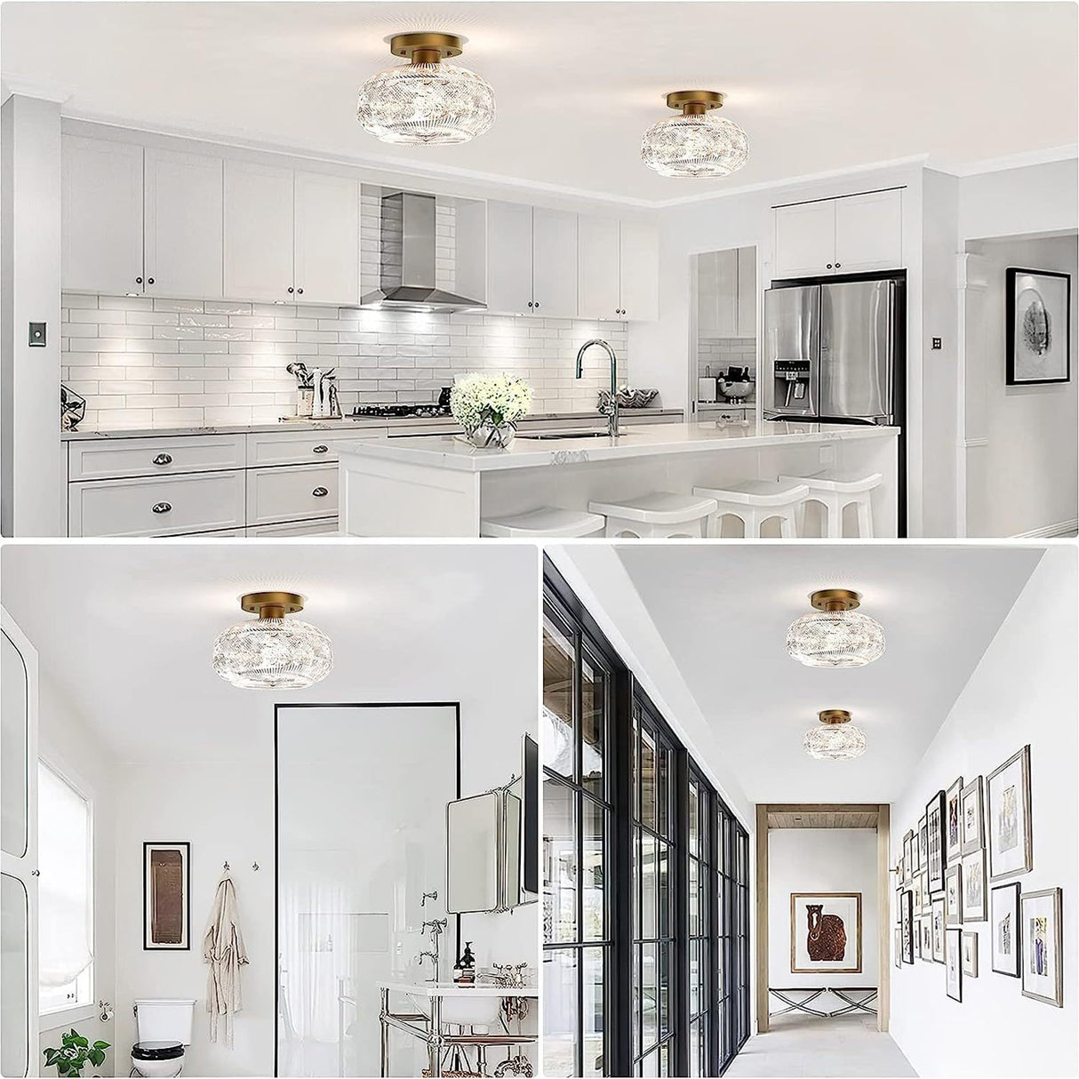 LustraTex Deckenleuchte | Texturiertes Glas | Industrial Design | Halb-Einbau für Wohnzimmer