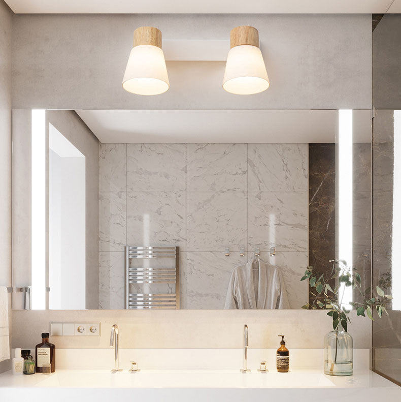 LightHorn Minimalistisches Holz Eisen Glas Wandleuchte | 1/2 Lichter | Modernes Design