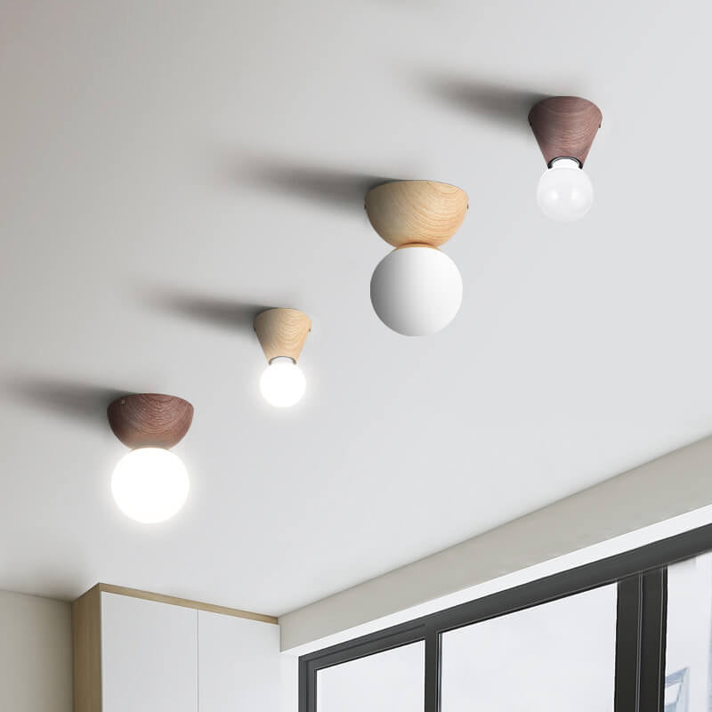 LumaFlair ZenGlow Japanischer Minimalismus LED Deckenleuchte | Holzoptik | Glasdesign | Runde Form | Flush Mount | Stilvolle Beleuchtung