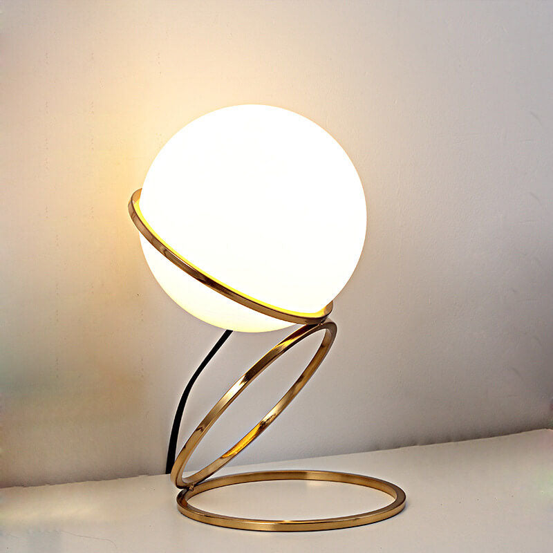 SpiraLume Kreative Tischlampe | Glas-Kugeldesign | Spiralfuß | Moderne Beleuchtung für Zuhause
