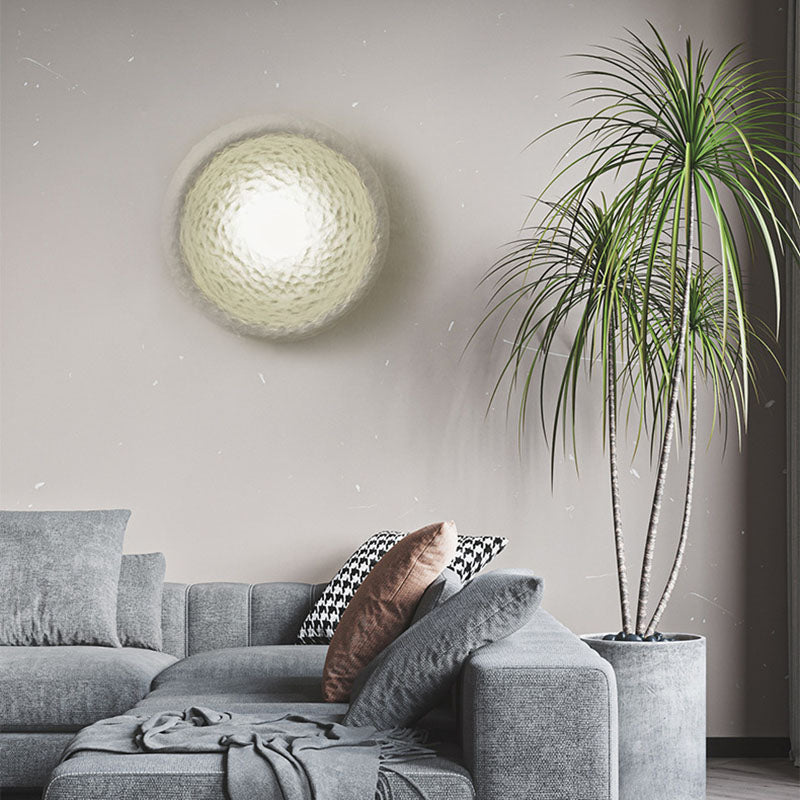 ZenBowl Japanische Wandleuchte | Runde Harz- & Glas-Design | 1-flammig | Traditioneller Stil für Wohnzimmer