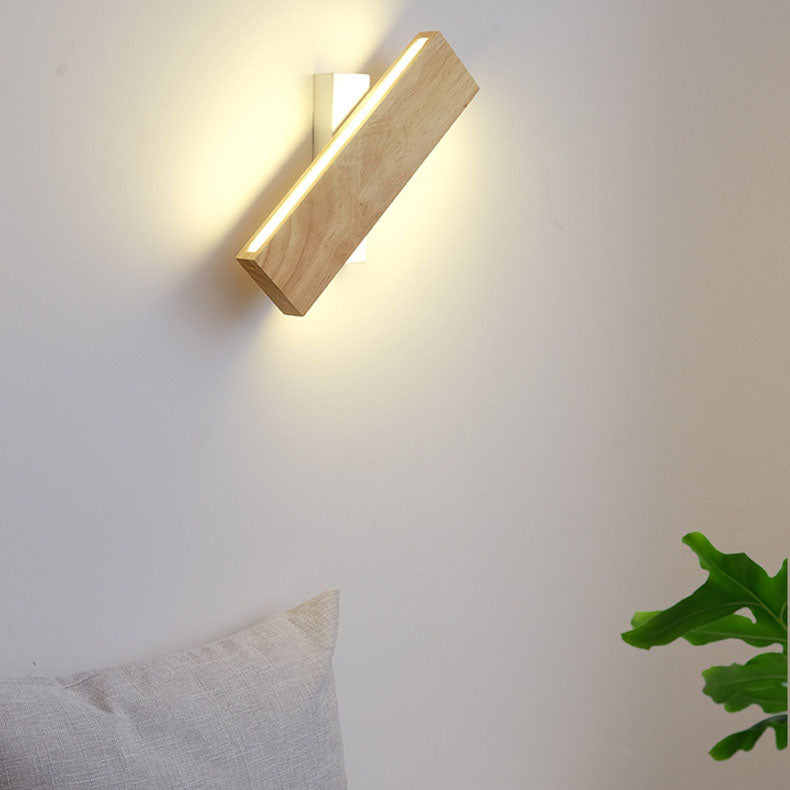 LumoLog Japanischer Minimalistischer Rotierender LED Wandstrahler | Holzoptik | Dimmbar | Modernes Design für Zuhause