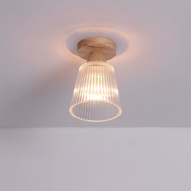 Logra Japanese Minimalist 1-Licht Semi-Flush Mount Deckenleuchte | Holz & Glas | Stimmungslicht | Deko für Zuhause