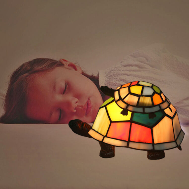 TurtleGlow Tiffany-Stil Schildkrötenlampe | Handgefertigte Glas-Tischleuchte | Stimmungslicht | Nachtlicht | Dekoratives Wohnaccessoire