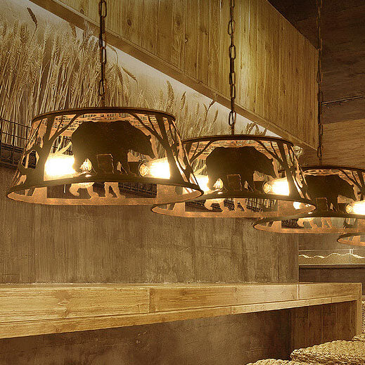 Animar Vintage Pendelleuchte | Runde Trapezform | Tier-Design | 1-flammig | Wohnzimmer-Beleuchtung