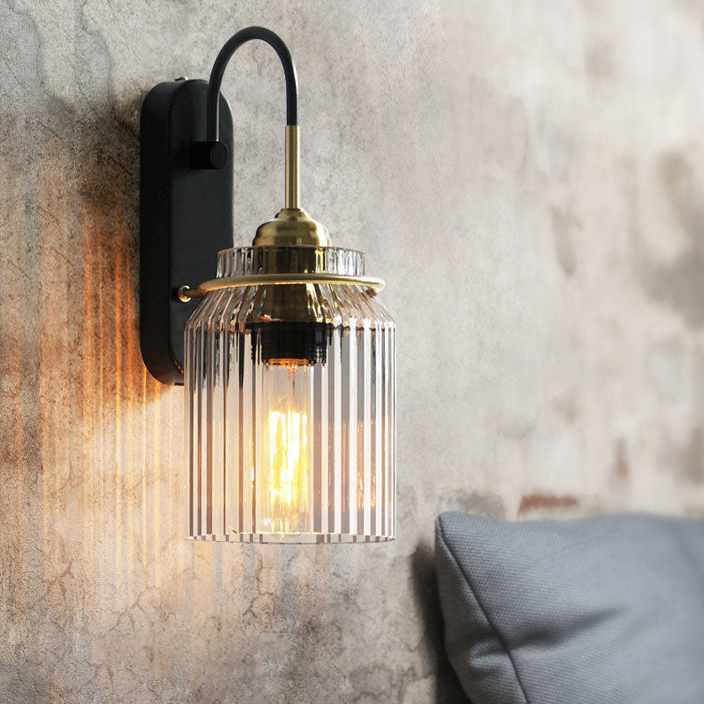 Cylindrix Schlafzimmer-Wandleuchte | Modernes Luxusdesign | Eisen & Glas | 1-flammig