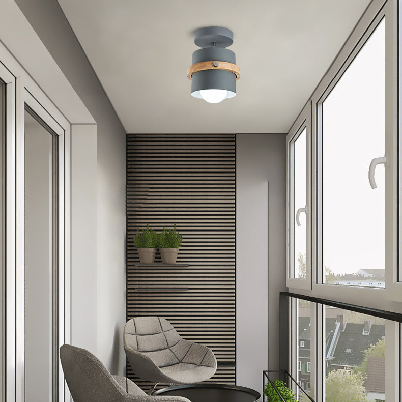 Cylindra Nordic Deckenleuchte | Halbzylinder-Design | Holz & Metall | Für Flur & Wohnbereich | 1-flammig