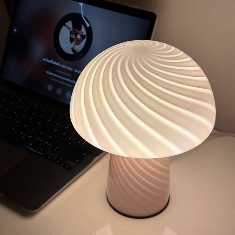 MushLuma Glas-Tischlampe im Pilz-Design | Minimalistisch & Modern | Warmes Stimmungslicht | Perfekt für Zuhause & Büro