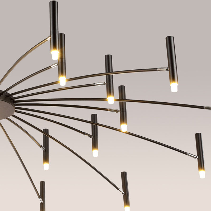 RadiaNova Kronleuchter im skandinavischen Stil | Runde Radioaktive Optik | 12/24 Lichter | Eisen & Aluminium für Wohnzimmer