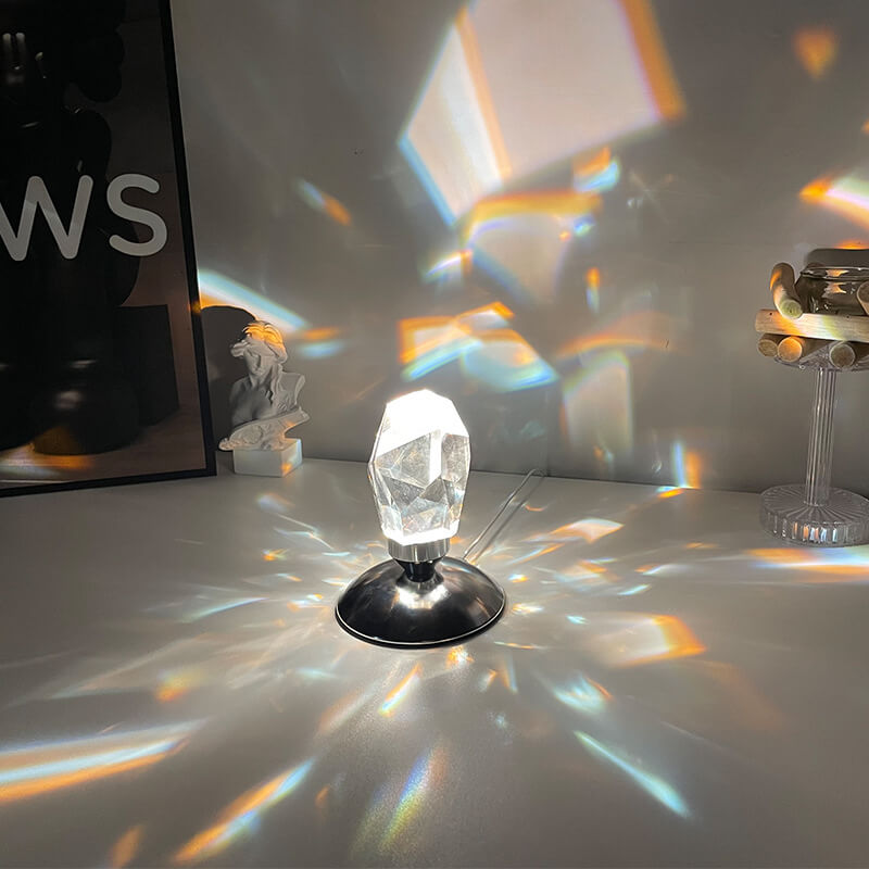 LuxorLite Diamant Crystal LED Tischlampe | Luxuriöses Stimmungslicht | 3- oder 16-Farbenwechsel | Kabelloses Nachtlicht