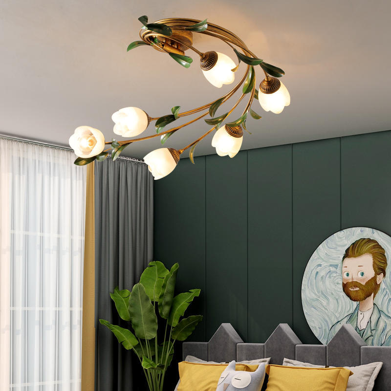 FleurLuxe Französisches Design Deckenleuchte | 6-Licht | Blumenmotiv | Für Wohnzimmer