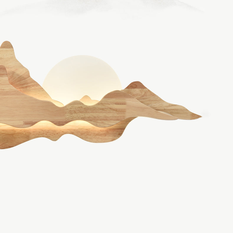 LunaPeak Moderne LED Wandlampe | Bergform Holz-Acryl Design | Wohnzimmer Beleuchtung