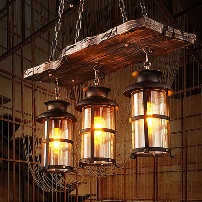 Farmora Kronleuchter | Traditionelles Bauernhaus-Design | Holz & Eisen | 3-flammige Beleuchtung für Esszimmer