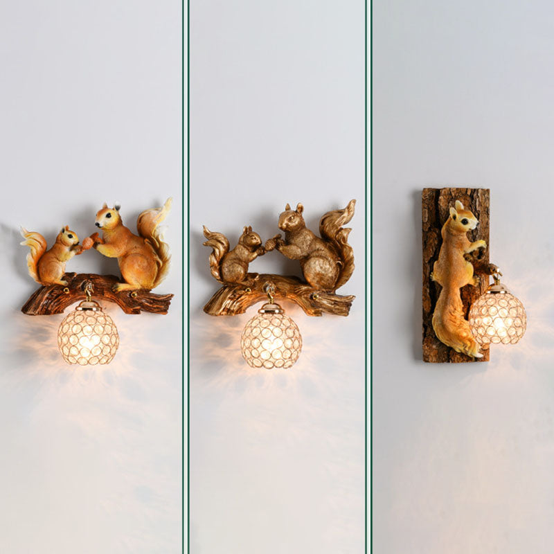 Crystanova Wandleuchte | Kreatives Eichhörnchen-Design | Kristall-Details | 1-flammige Lampe für Schlafzimmer