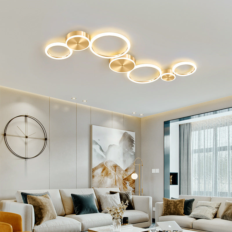 AurumGlow LED Deckenleuchte | Modernes Golden Circle Design | Acryl Flush Mount | Luxus Beleuchtung