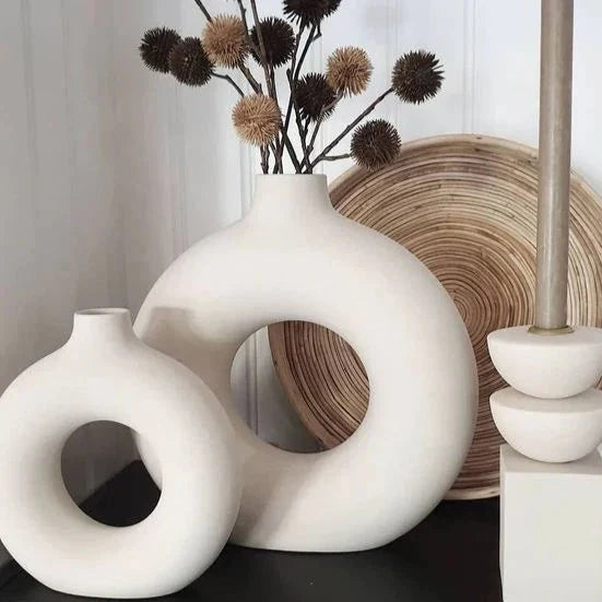 HaloArt Deko-Vase 2er-Set | Minimalistische Keramikvasen | Moderne Wohndekoration