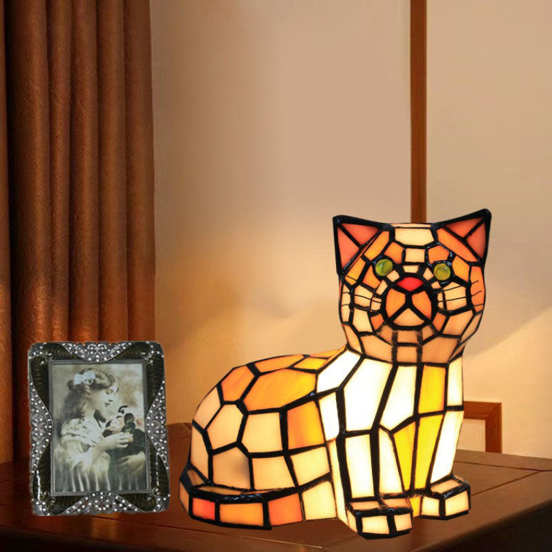 CataLume Tiffany Tischlampe | Buntglas-Design | 1-flammig | Schlafzimmer-Beleuchtung
