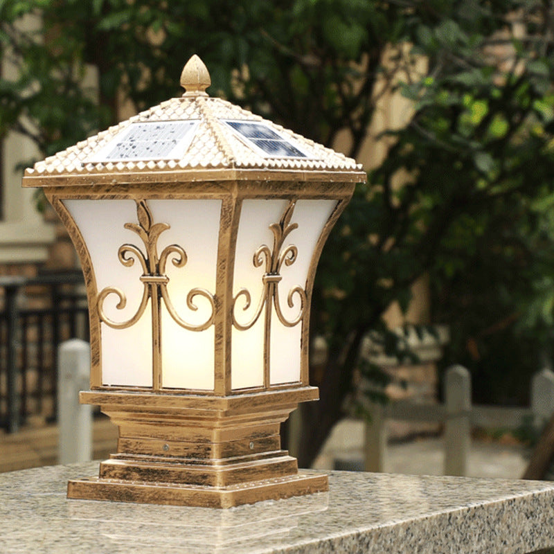 SolarLum Vintage LED Säulenleuchte | Wetterfest | Solar- und Strombetrieb | Dekorative Außenbeleuchtung