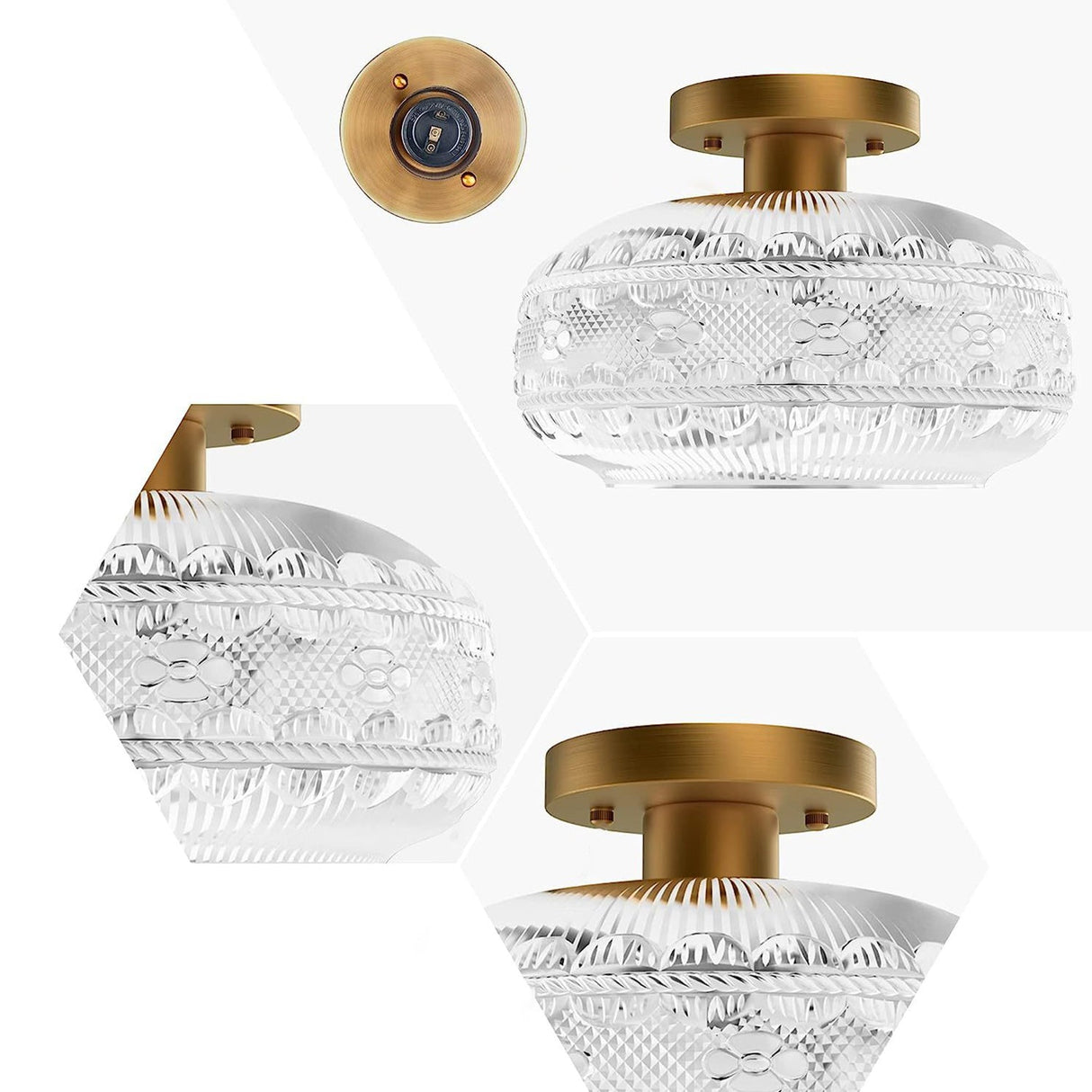 LustraTex Deckenleuchte | Texturiertes Glas | Industrial Design | Halb-Einbau für Wohnzimmer