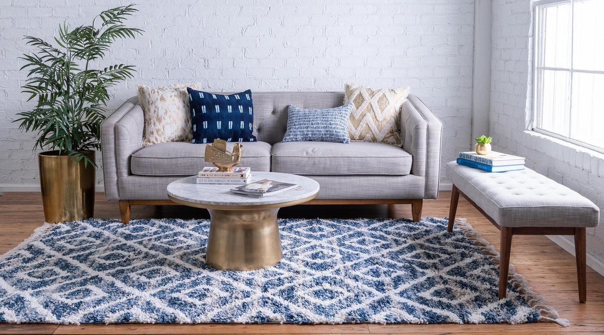 DiamondLuxe Shag - Teppich mit Diamantmuster | Shaggy Hochflorteppich | Weich & Modern | Perfekt für Wohnzimmer