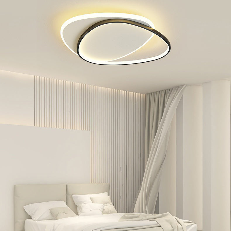 TriLume Minimalistische LED Deckenleuchte | Dreieck-Oval Design | Acryl & Eisen | Warm-/Weißlicht | Wohnzimmerbeleuchtung