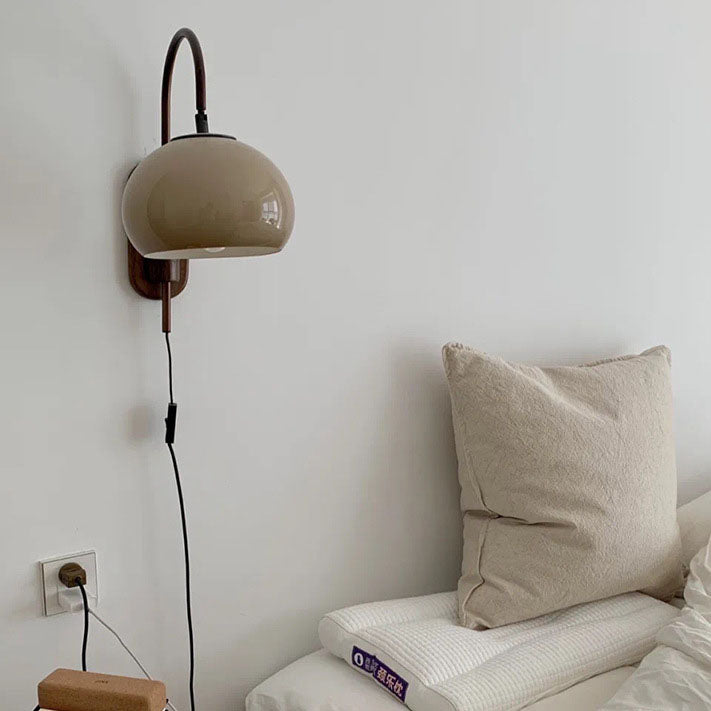 LumiCarve Wandleuchte | Minimalistisches Design | Glas & Massivholz | LED Wandleuchte für Wohnräume