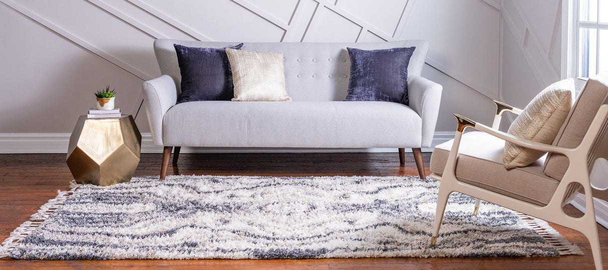 Velura MarbleDream Shaggy Teppich | Marmorierter Farbmix | Rutschfest | Weicher Hochflor | Stilvolle Deko für Zuhause