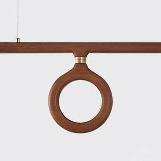 KuroLume LED Holzleuchter | Japanisches Design | Moderner Holzstreifen-Kronleuchter | Warmweiß & Kaltweiß